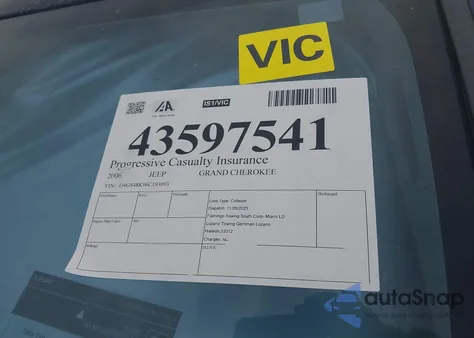 2006 Jeep Grand Cherokee Laredo z USA, uszkodzony, nr VIN 1J4GS48K96C193093